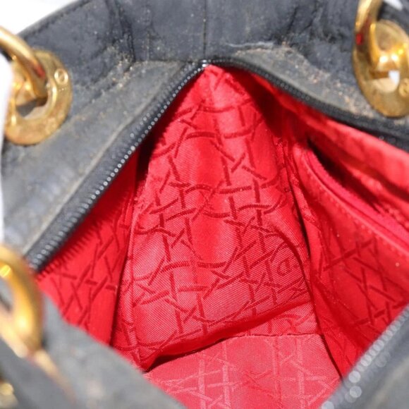 Christian Dior Lady Dior Canage Hand Bag Nylon Black Gold Auth BA7086 - Picture 11 of 16